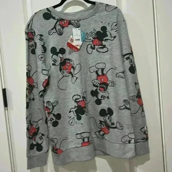 MICKEY MOUSE NWT DISNEY GRAY RETRO SWEATER - Picture 1 of 5